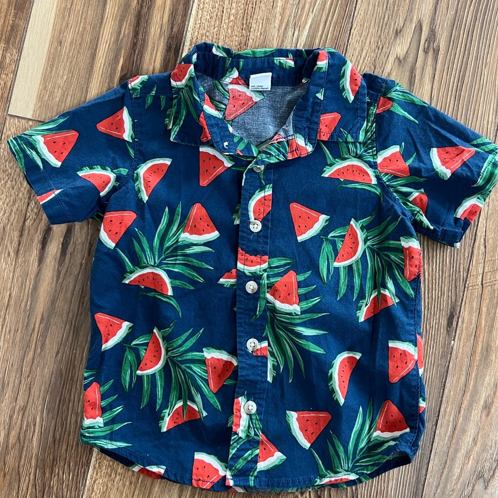 Old Navy 3T Button-Up Shirt with Red Watermelon Print